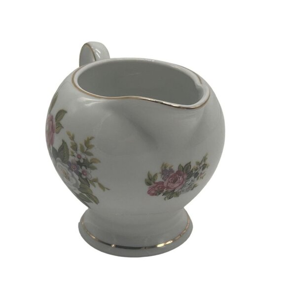 VTG Old Foley HARMONY ROSE Cream & Sugar Set Floral Design Gold Trim Bone China - Picture 5 of 12